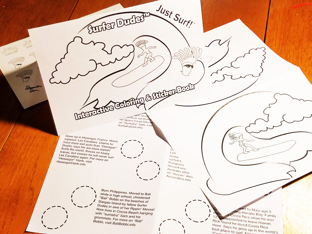 Surfer Dudes - Coloring and Sticker Book